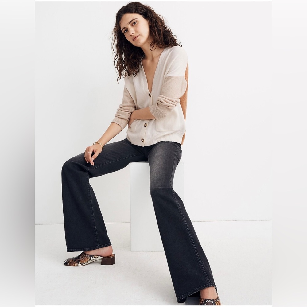 MADEWELL Short Kent Ex-Boyfriend Cardigan Sweater in Colorblock Size S